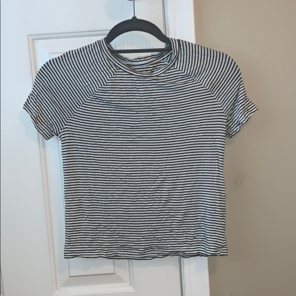 black and white Striped fitted crop top